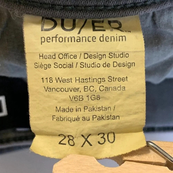 DU/ER Men's No Sweat NX2 5 Pocket Stretch Cotton Taper Denim Jeans Size 28‎ - Picture 8 of 14